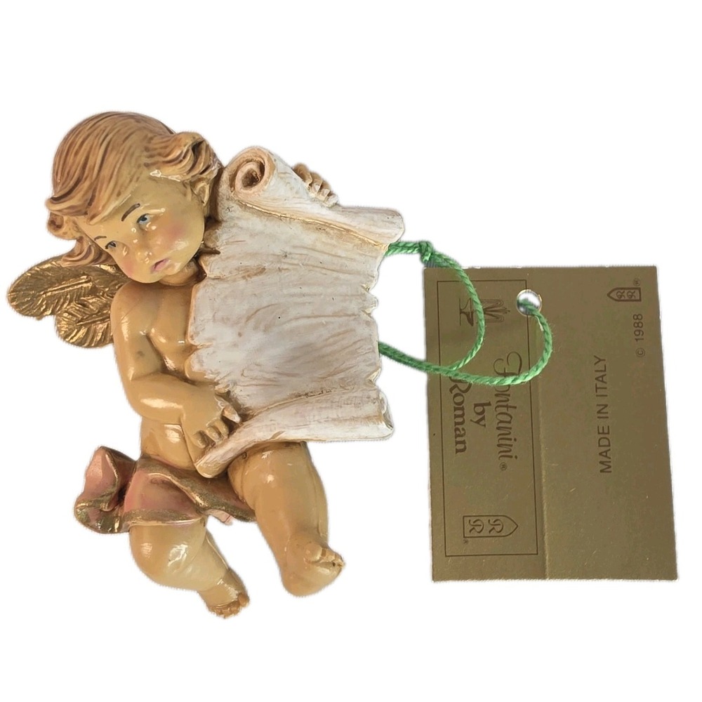 Vintage 1988 Fontanini Ornament Cherub Angel Italy NOS Fontanini For Roman Inc.